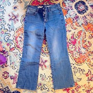 Pilcro cropped button front jeans with kick flair